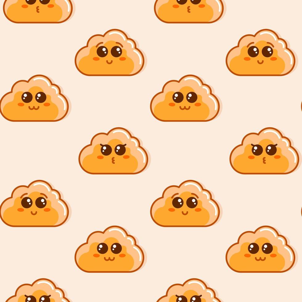 Cute Cartoon seamless pattern with funny clouds. Cute baby vector pattern for any use. Vector illustration