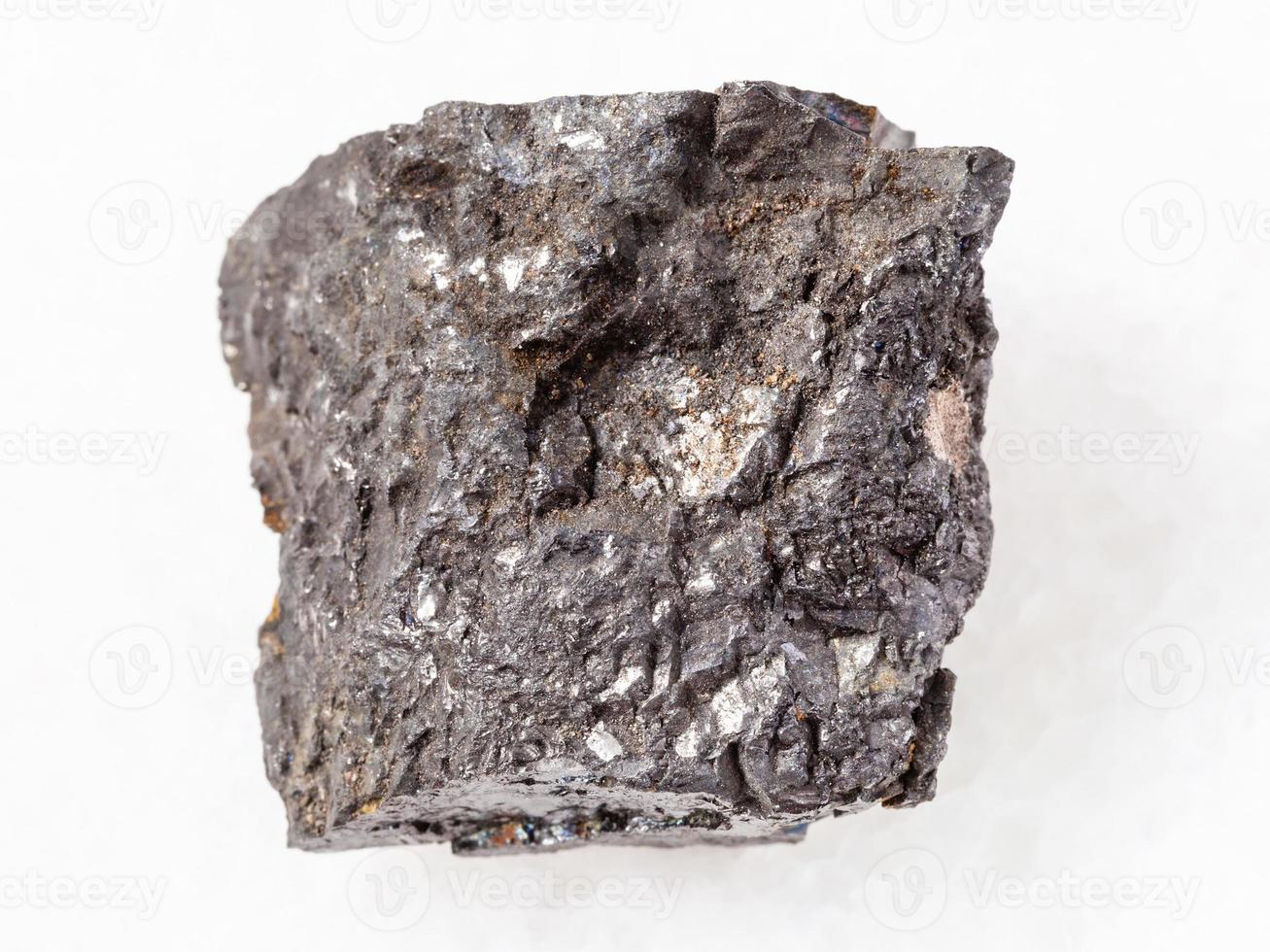 rough Bituminous coal stone on white photo