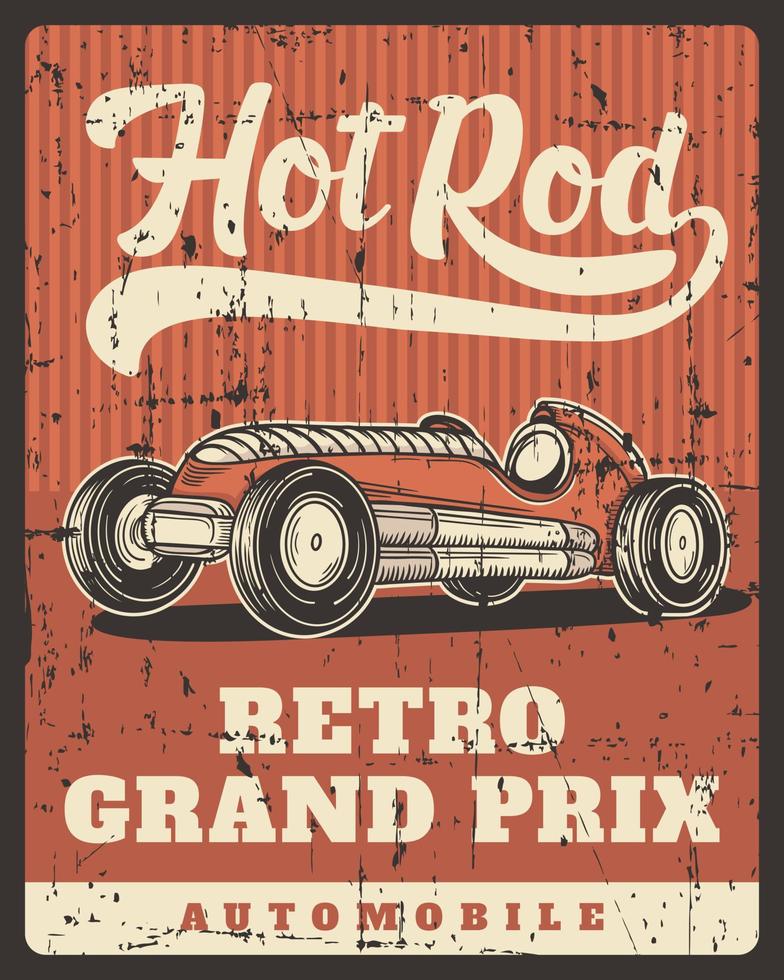 Hot Rod Retro Car Grand Prix Automobile Poster vector