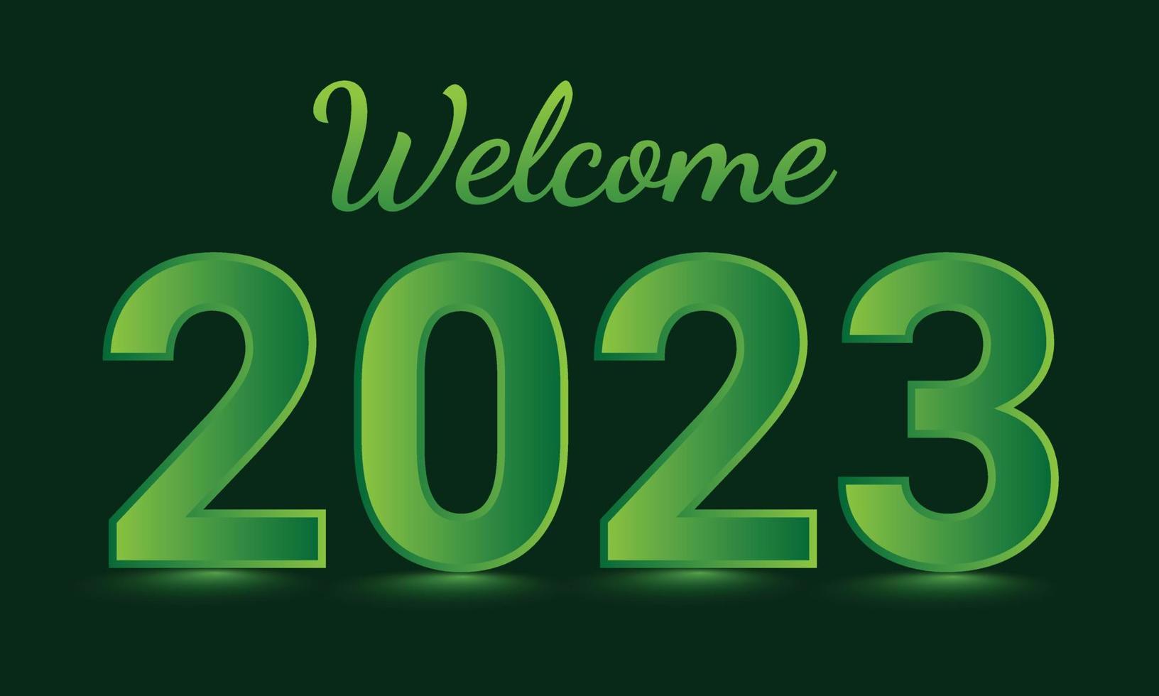 Welcome 2023 green text effects for the happy new year social media banner background template design vector