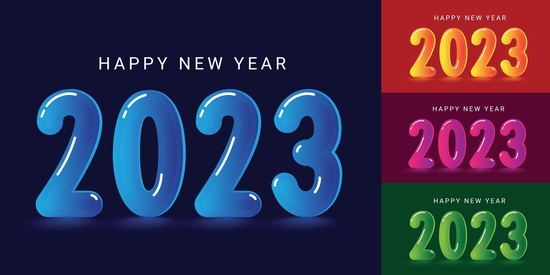 2023 Happy new year cute watercolor text word invitation card design for social media header vector