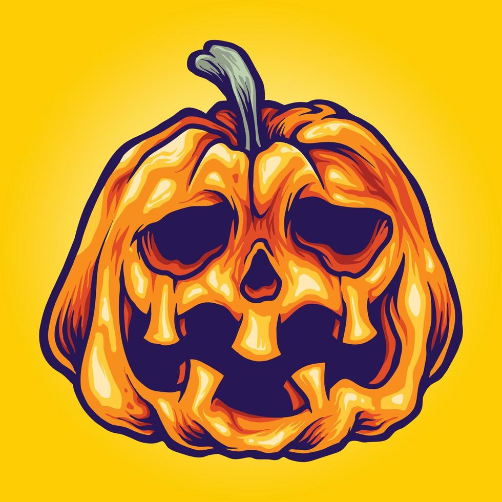 calabaza sonriente halloween ilustración tallada vector