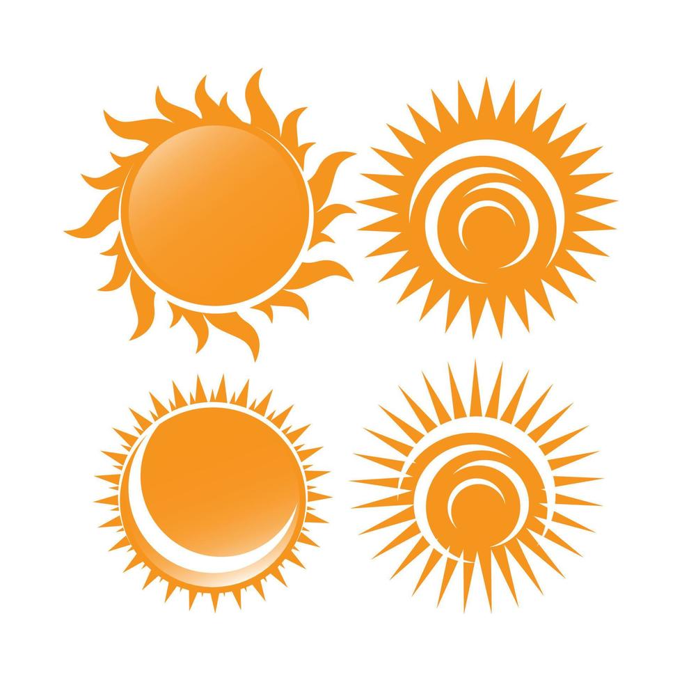 set of sunburst yellow orange sun vector icon logo illustrations