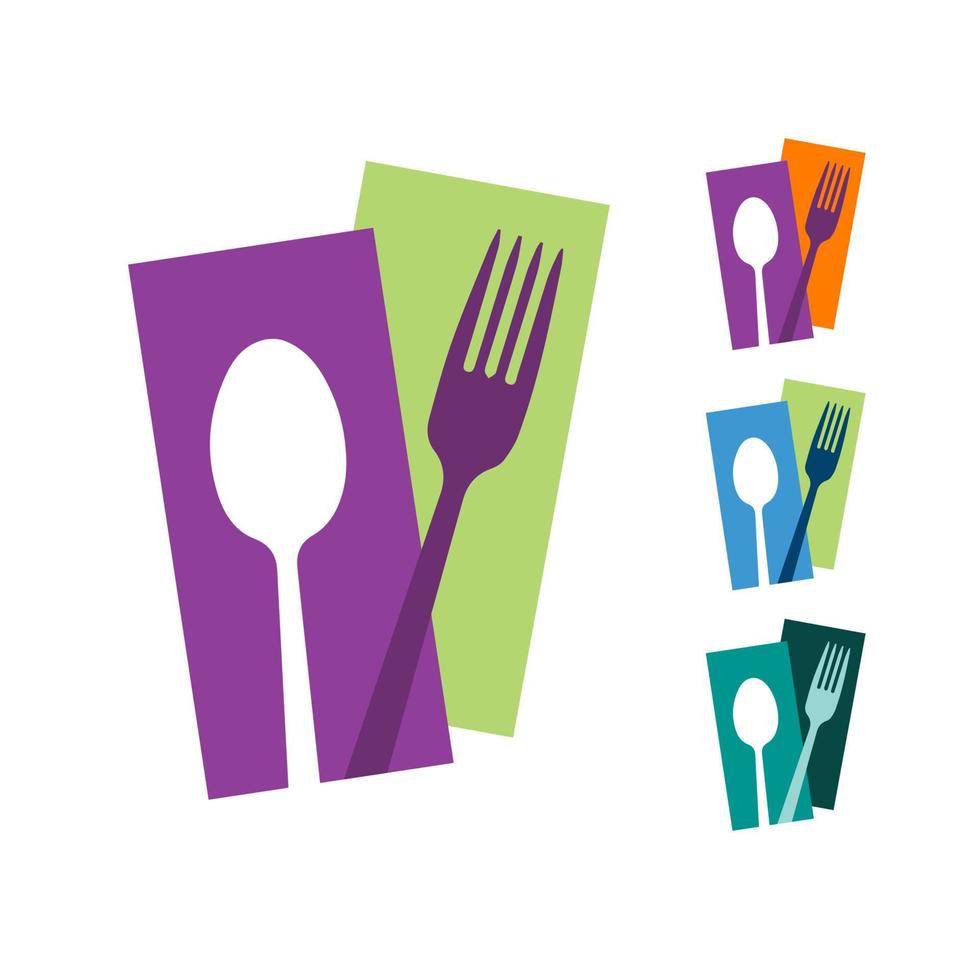cuchara y tenedor logotipo abstracto vector gráfico icono de comida símbolo para cocinar café o restaurante de negocios
