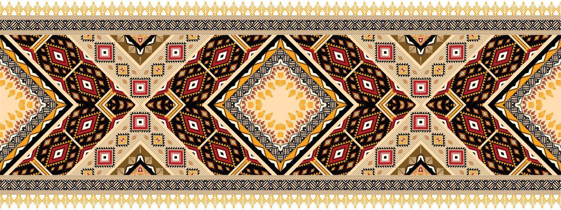 horizontal ethnic geometric pattern. American, Aztec motif textile pattern style. Seamless pattern design for fabric, curtain, background, carpet, wallpaper, clothing, wrapping, tile. American Vector. vector