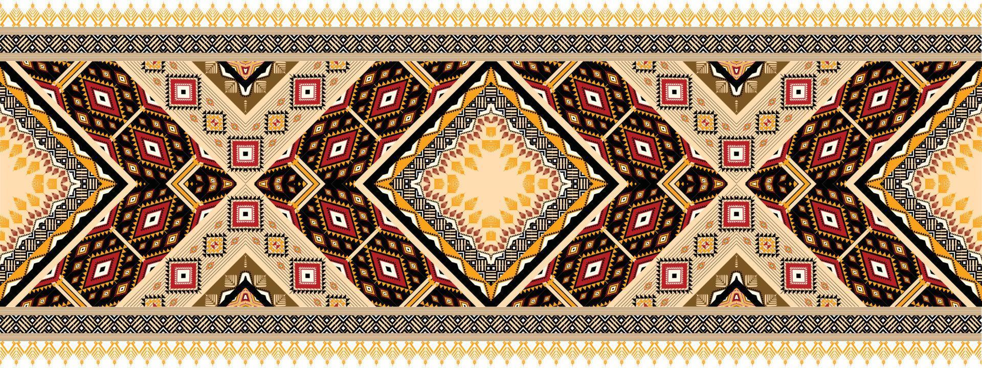 horizontal ethnic geometric pattern. American, Aztec motif textile pattern style. Seamless pattern design for fabric, curtain, background, carpet, wallpaper, clothing, wrapping, tile. American Vector. vector