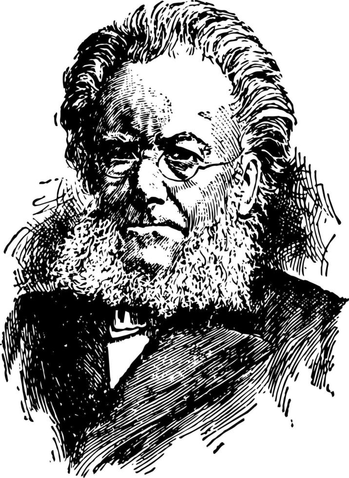 Henrik Ibsen, vintage illustration vector