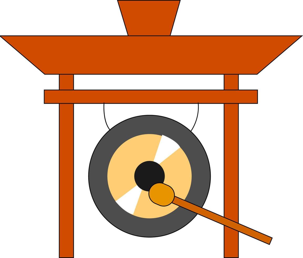Big golden gong, illustration, vector on white background.