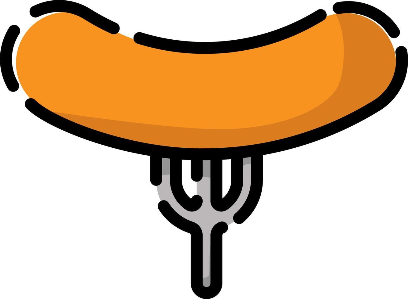 Fried sausage, illustration, vector on a white background.