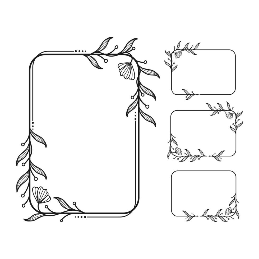 set of floral wreath frame decorative,regtangular frame floral set vector