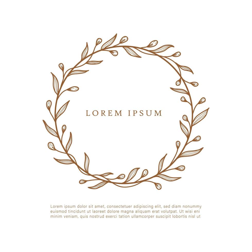 simple floral wreath decorative,round frame floral logo,wedding logo concept vector