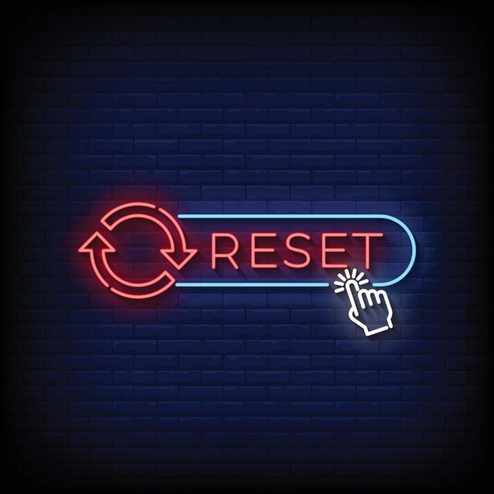 Neon Sign reset with brick wall background vector