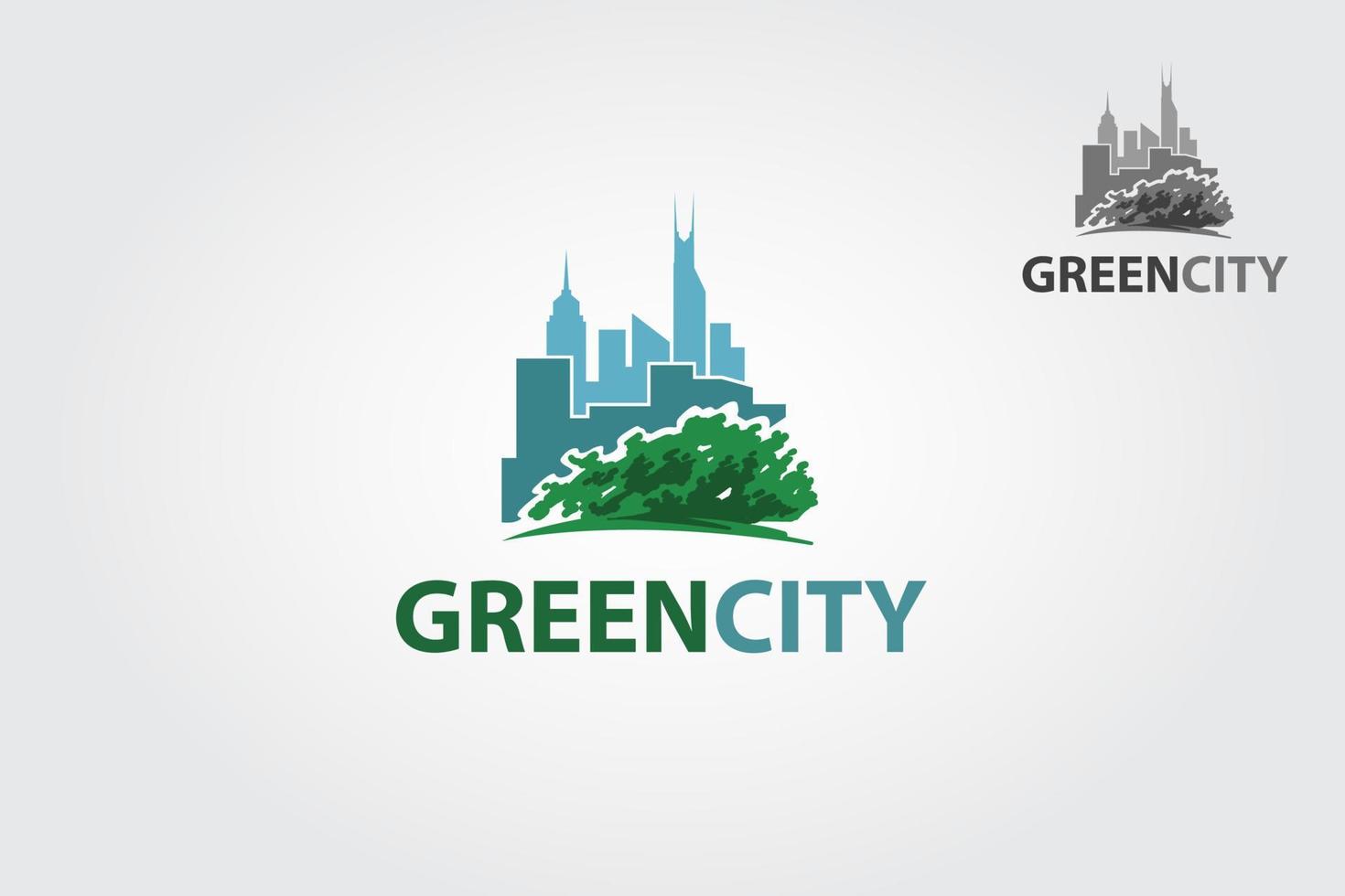 Green City Property Vector Logo Template. It's good for symbolize a property or housing business.  Vector logo illustration.