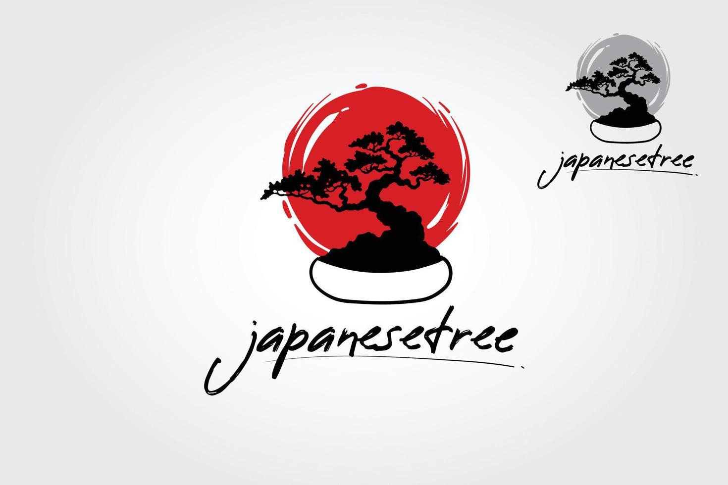 Japanese Tree Vector Logo Template. Life logo illustrating a bonsai tree strength. This concept could be used for recycling, environment associations, landscape business.