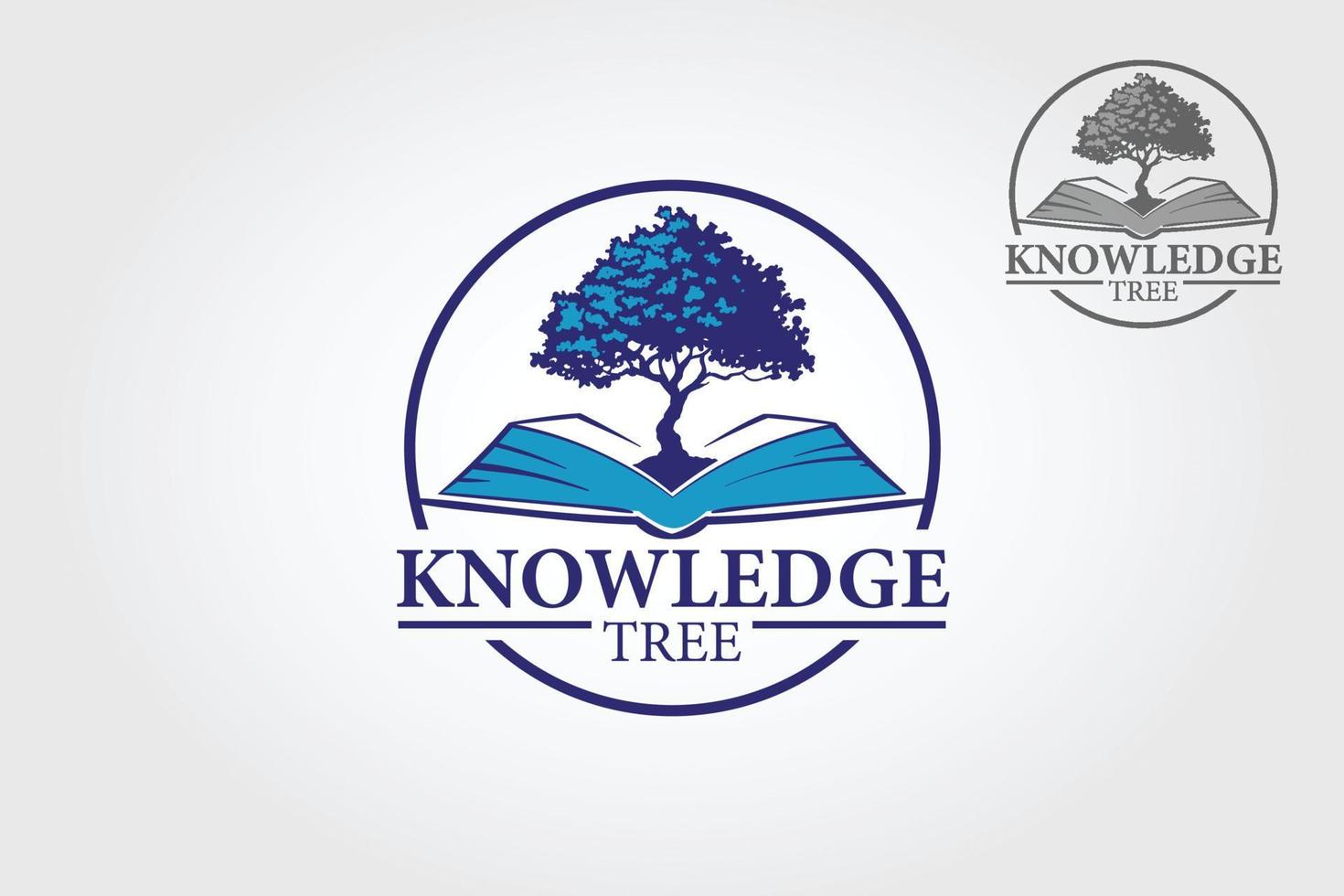 Knowledge Tree Vector Logo Illustration. This logo template is ideal for blog, book, community, ebook, learning, library, media, school, study, tutorial, eco, nature, growth or any other business.