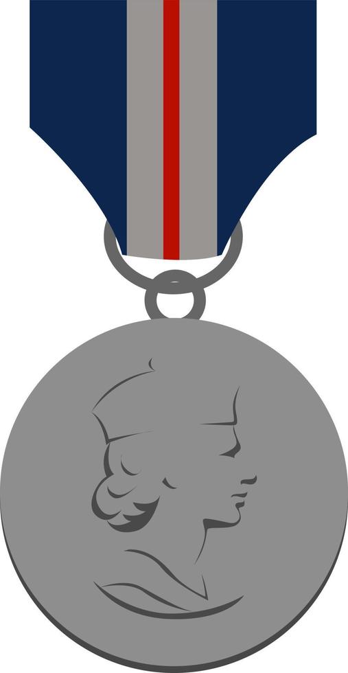 Silver medal, illustration, vector on white background.