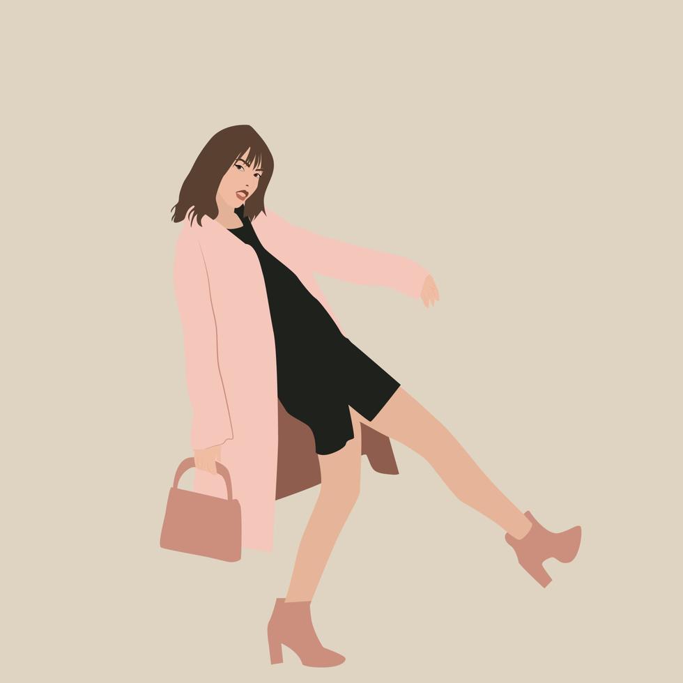 Pink coat, illustration, vector on white background.