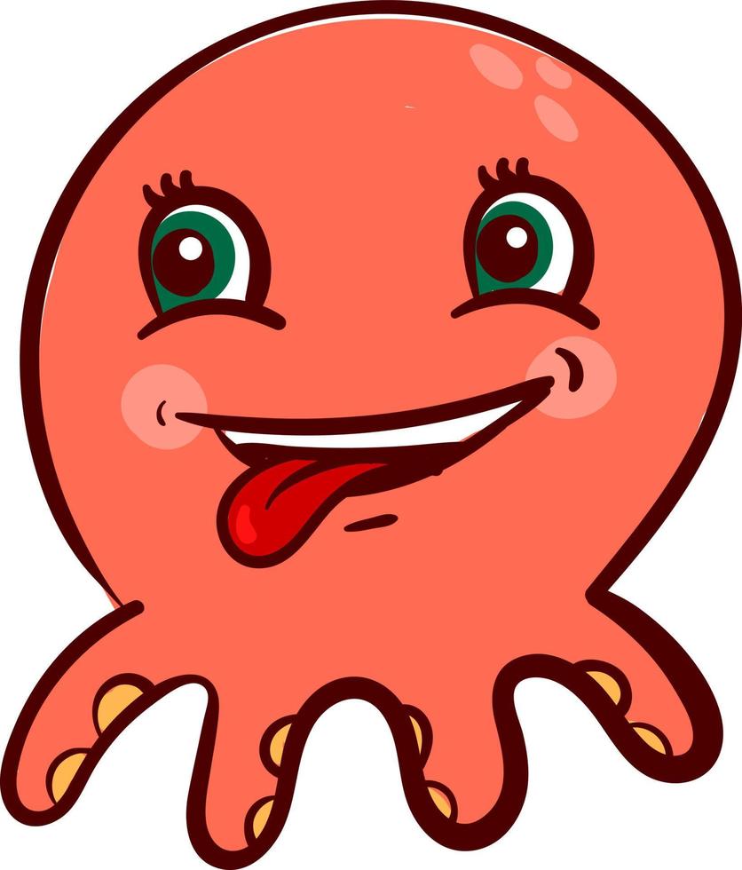 Baby octopus, illustration, vector on a white background.