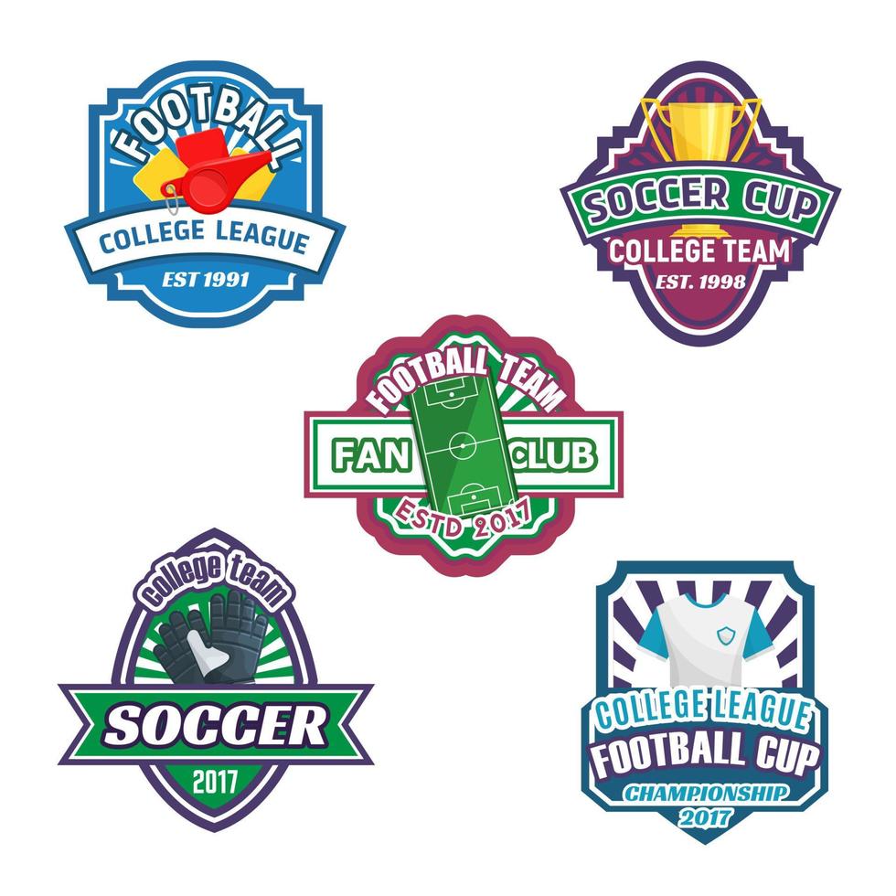 Soccer cup and football sport club badge set vector