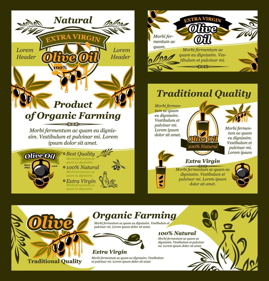 banner de aceite de oliva y fruta de producto orgánico vector