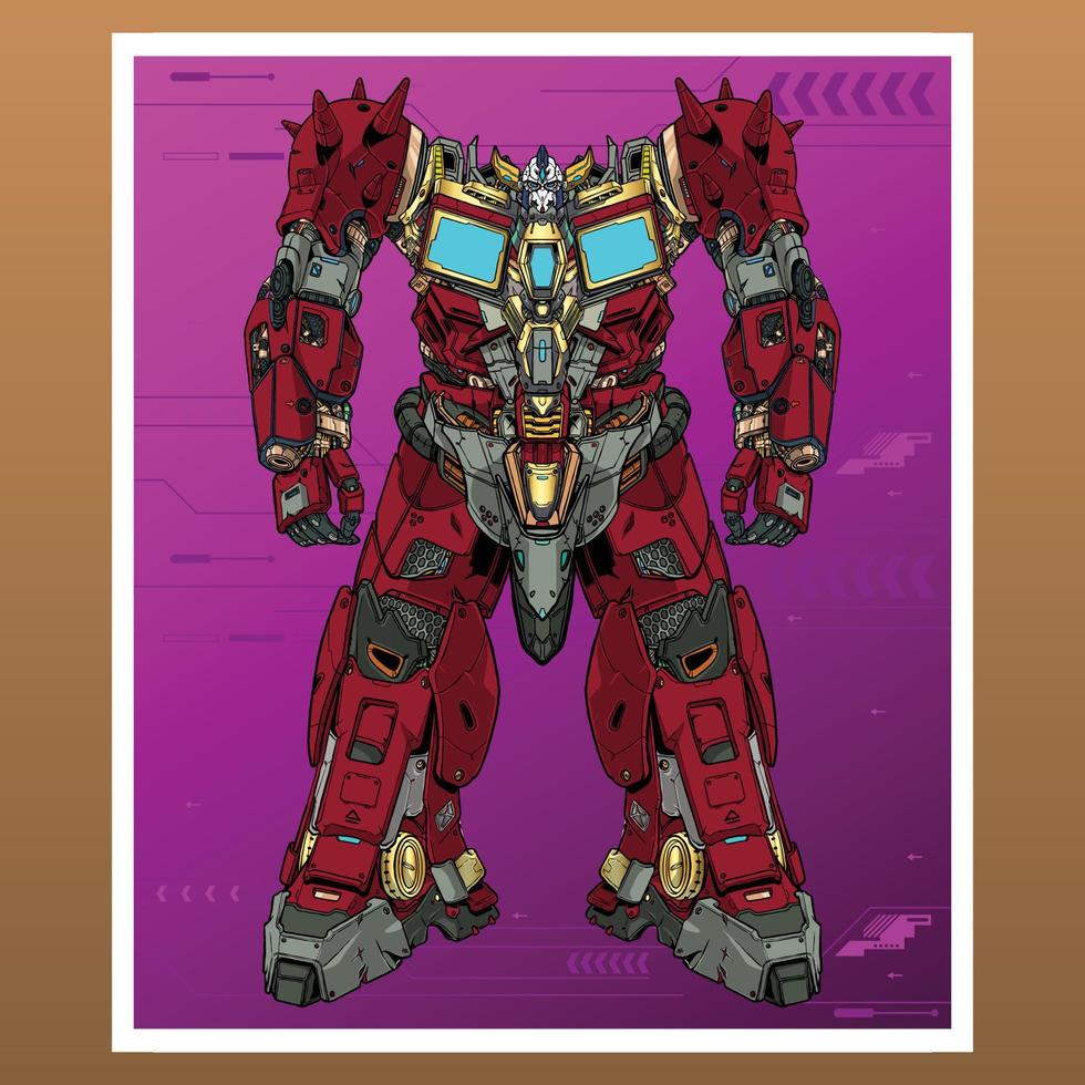 Mecha robot future builded by head arm body leg weapon illustration premium vector