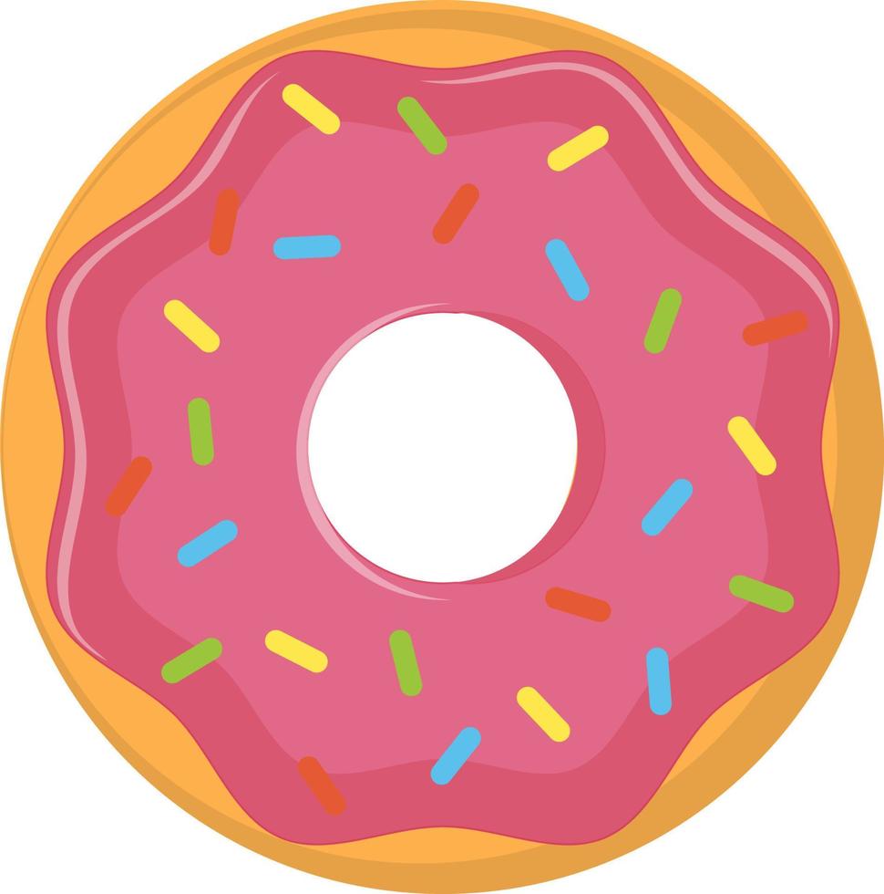 Pink frosting doughnut, insulated. Vector illustration in flat design style.