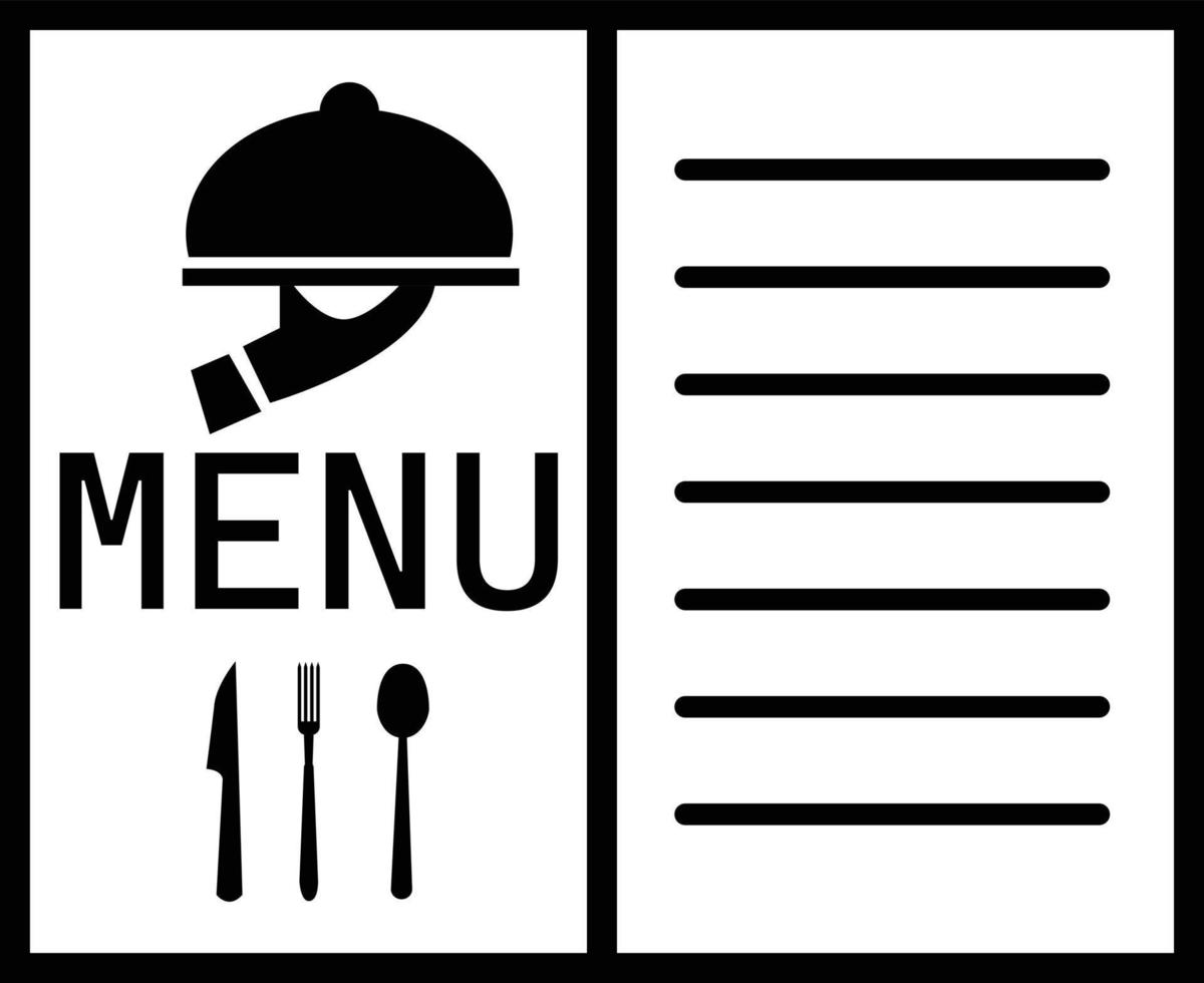 icono de menú sobre fondo blanco. menú para el restaurante. signo de libro de menú. estilo plano vector