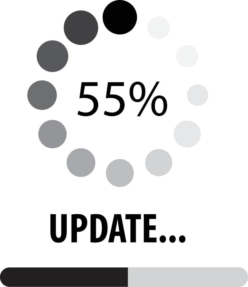 concepto de actualización y actualización del software del sistema. pantalla de proceso de carga. estilo plano vector