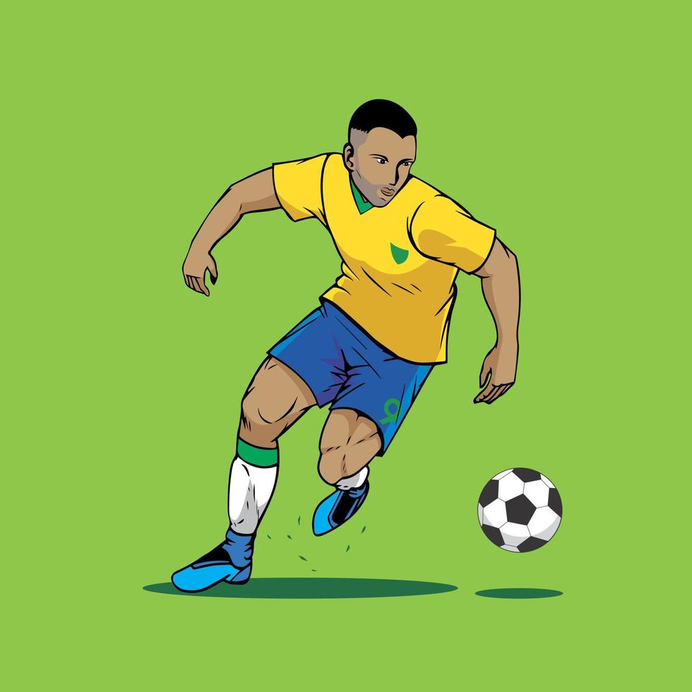 jugador de fútbol está regateando la ilustración de vector de pelota