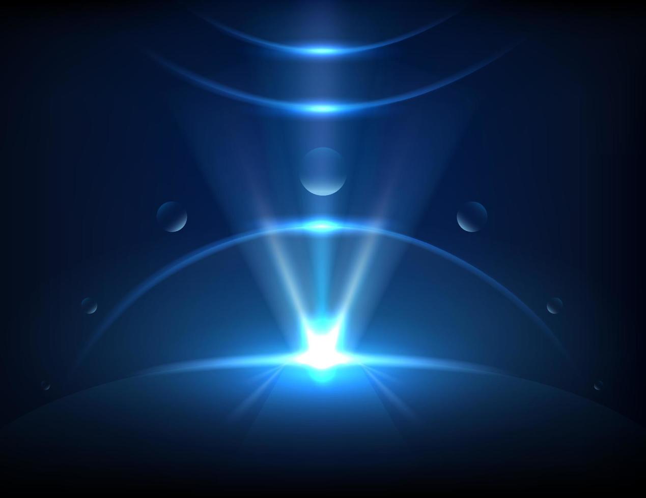 efecto de luz azul abstracto con planeta. ilustración vectorial vector