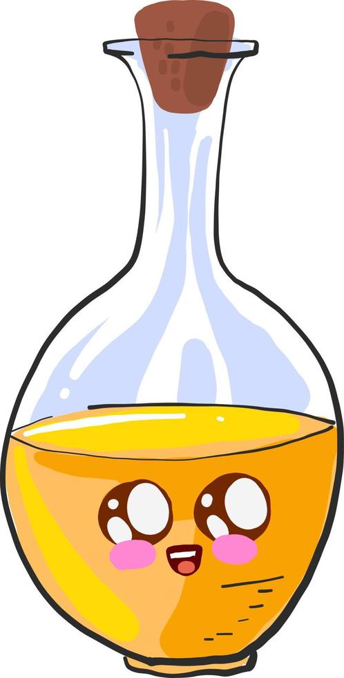 Cute oil in bottle, illustration, vector on white background
