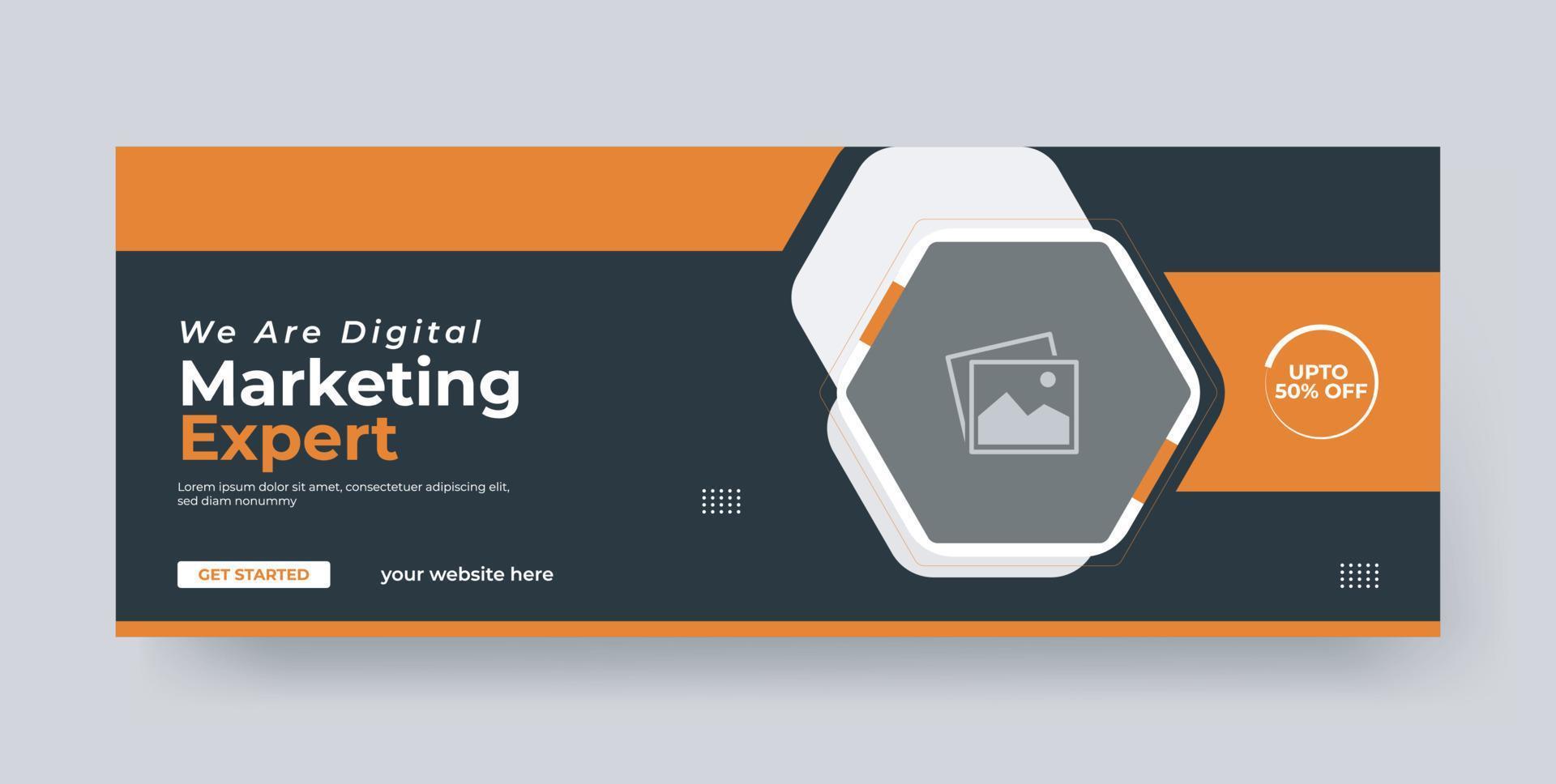 Digital marketing agency social media cover template design vector