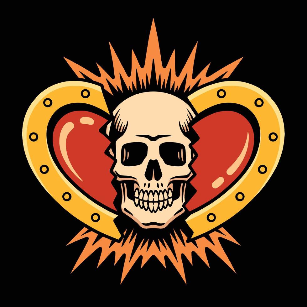 Broken Hearth Skull Illustration vector