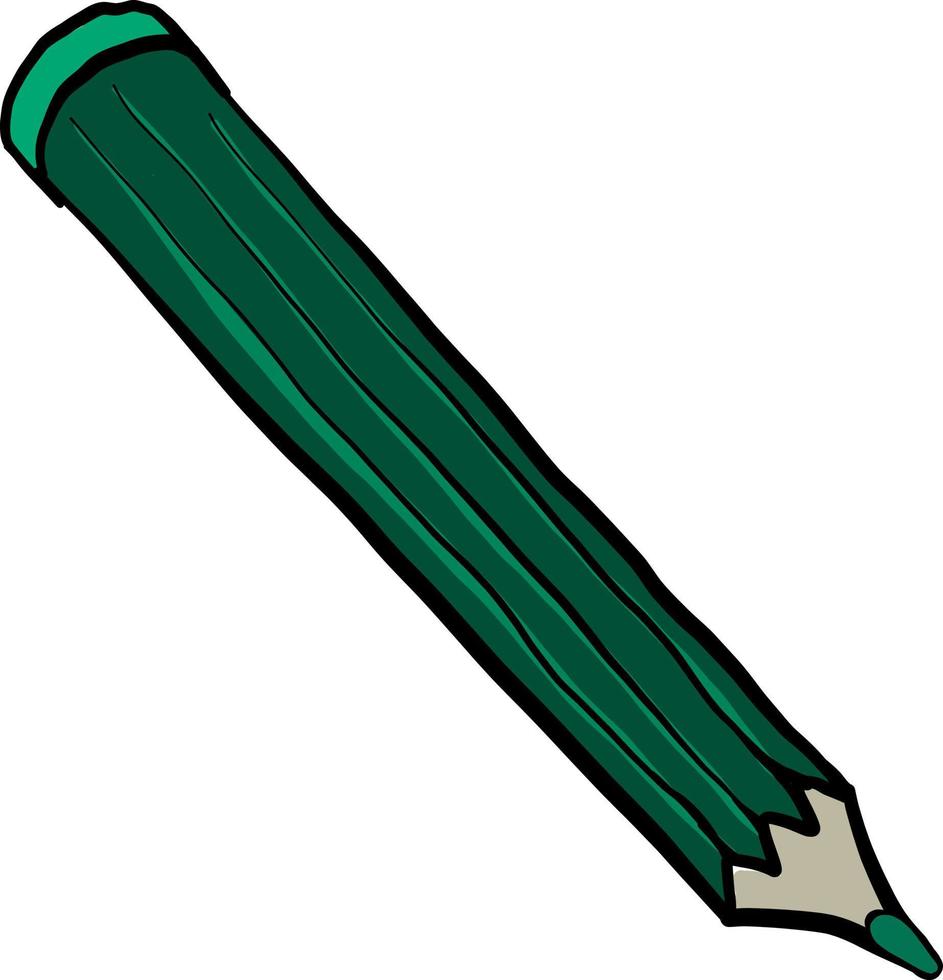 Green pencil, illustration, vector on white background