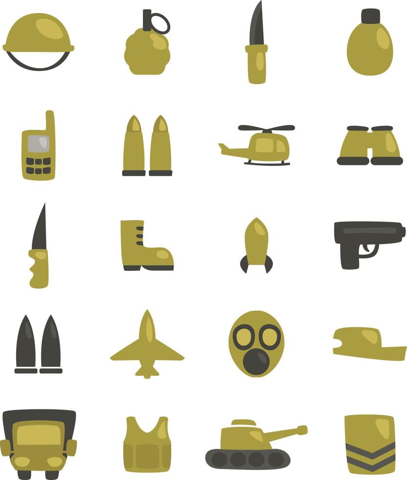 Army uniform necessities, illustration, vector, on a white background. vector