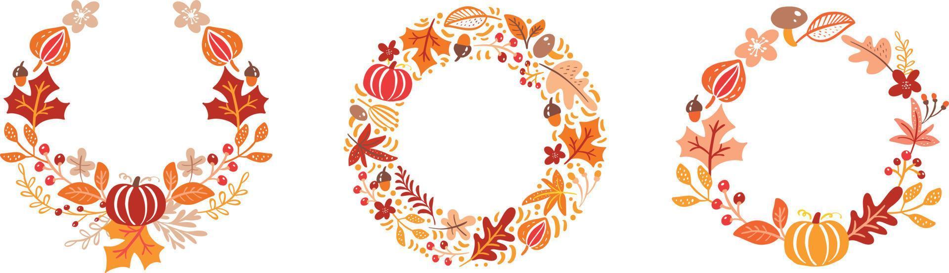 Thanksgiving floral frames with celebration elements of the festival vector