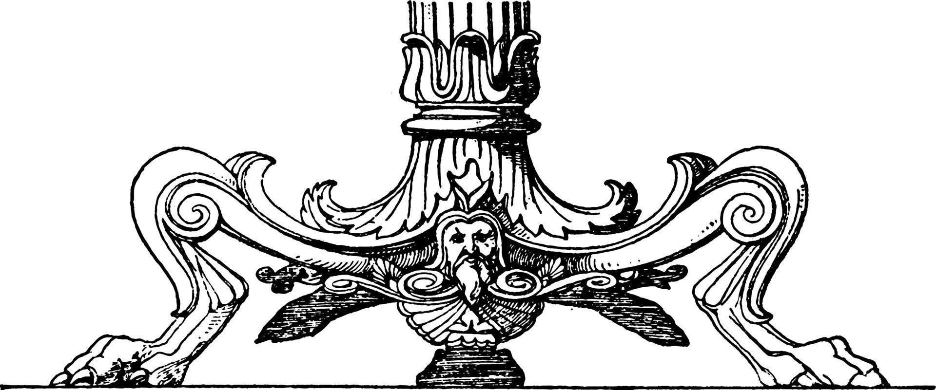 Antique Candelabrum Base, vintage illustration. vector