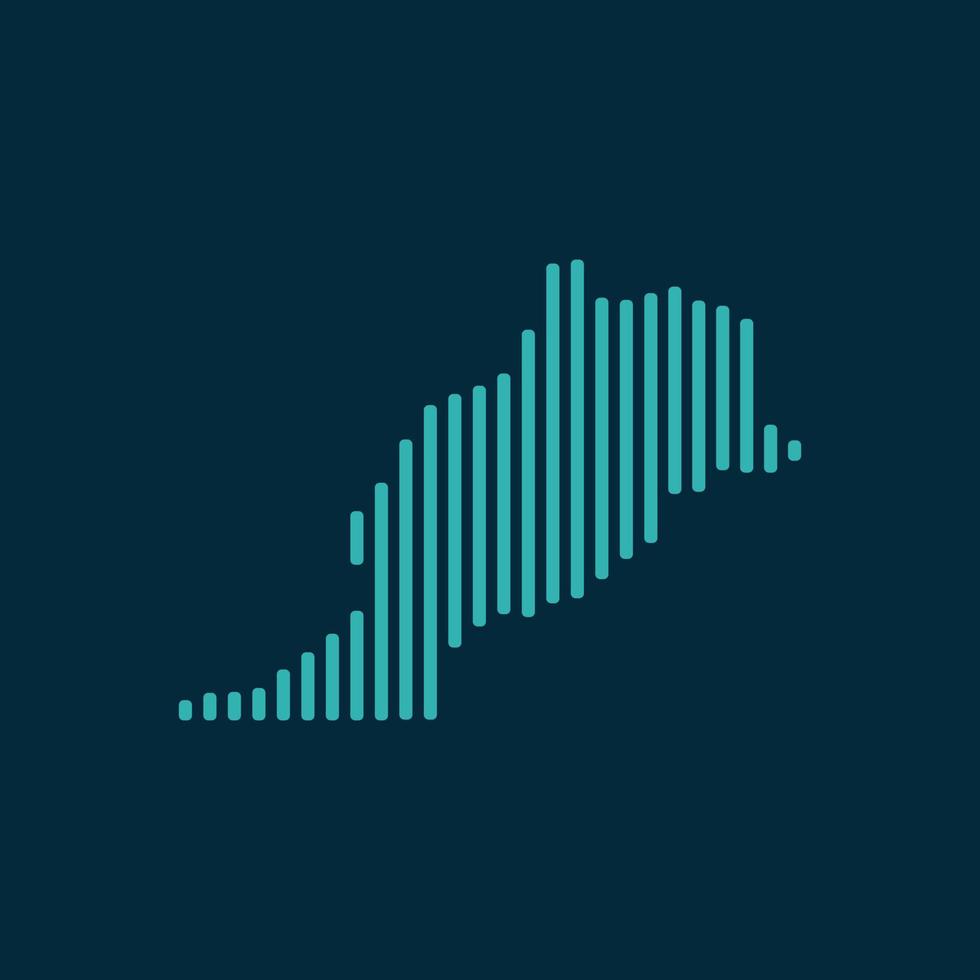 Vector abstract map of Morocco with blue straight rounded lines isolated on a indigo background.