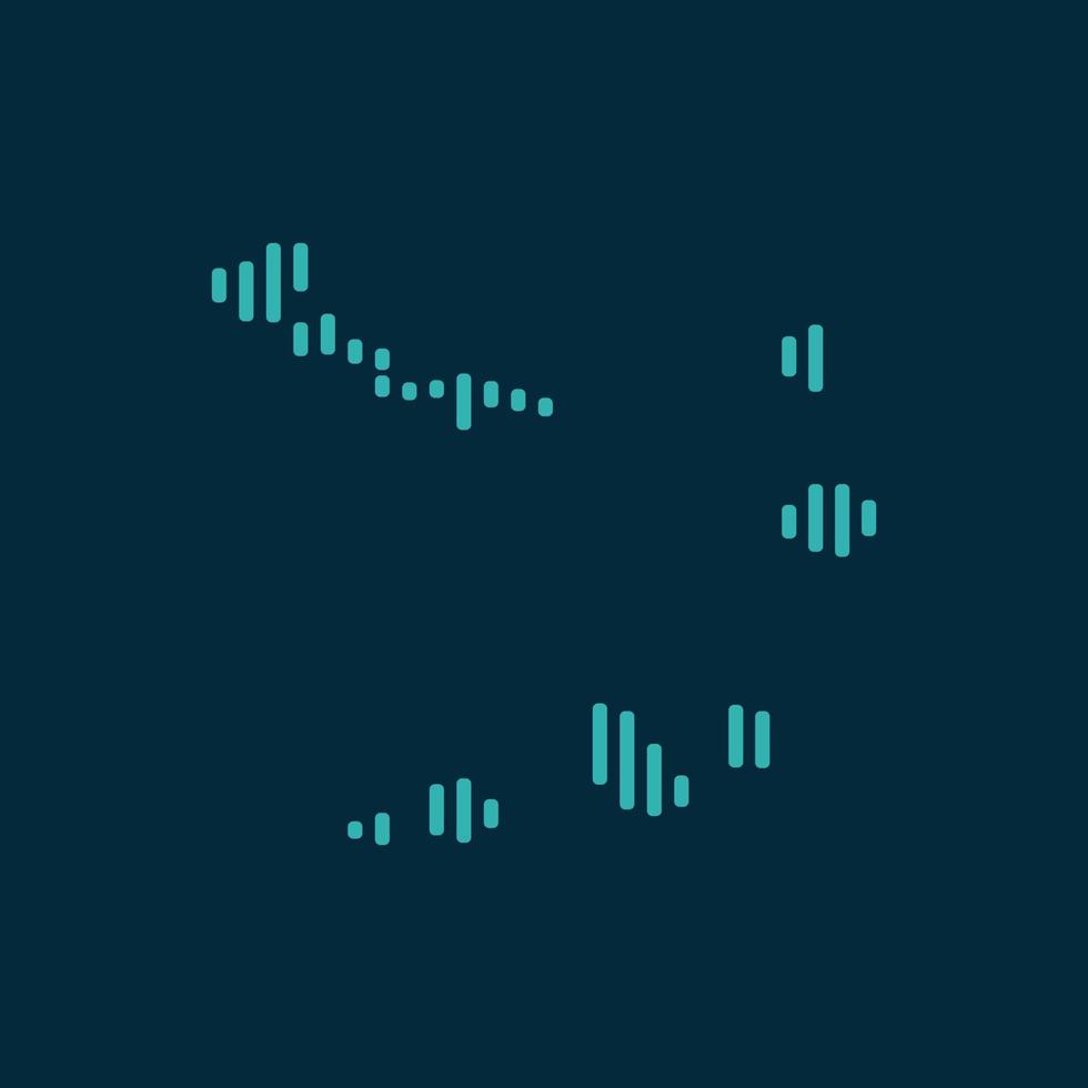 Vector abstract map of Cape Verde with blue straight rounded lines isolated on a indigo background.