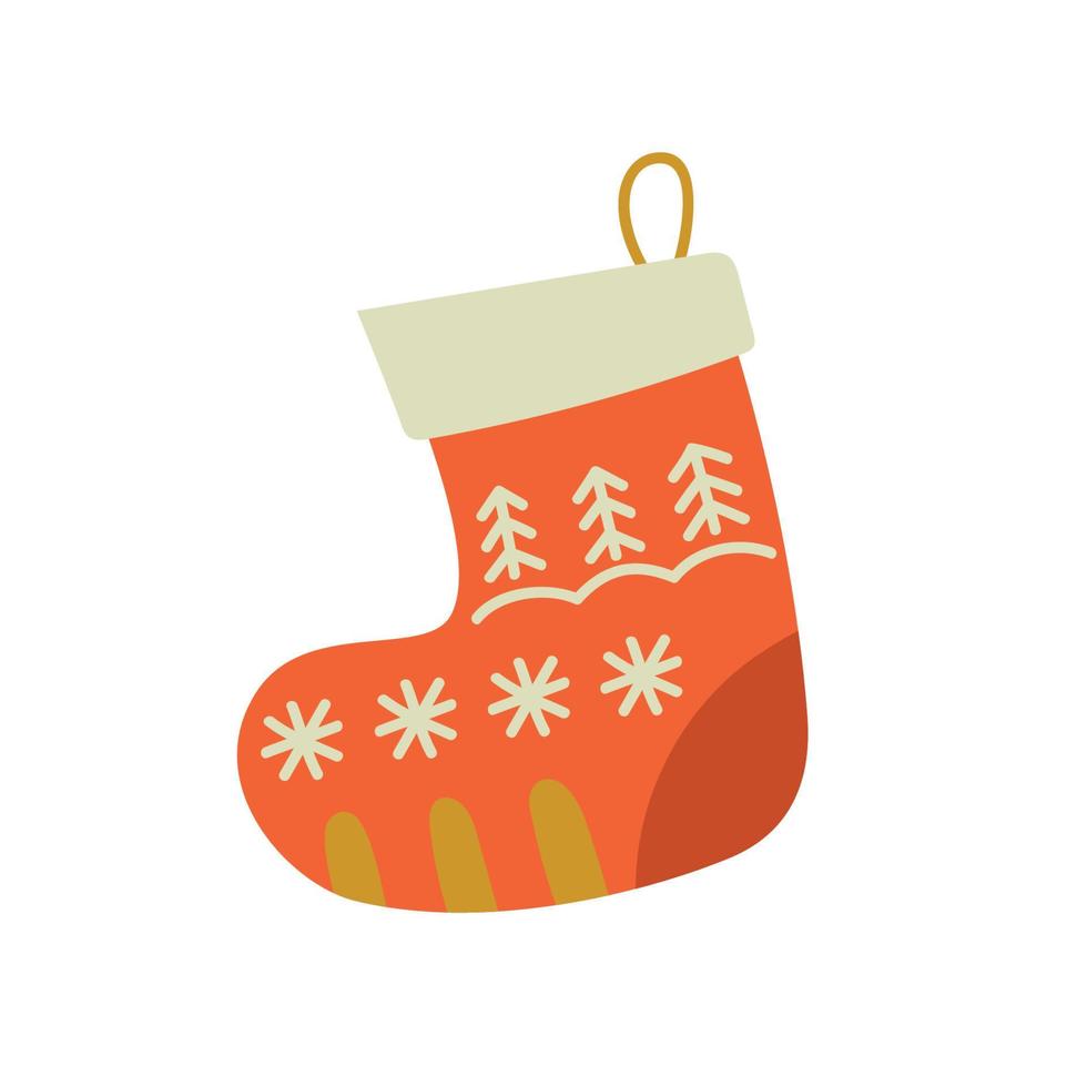 Christmas sock for gifts. Christmas mood. Vector image.