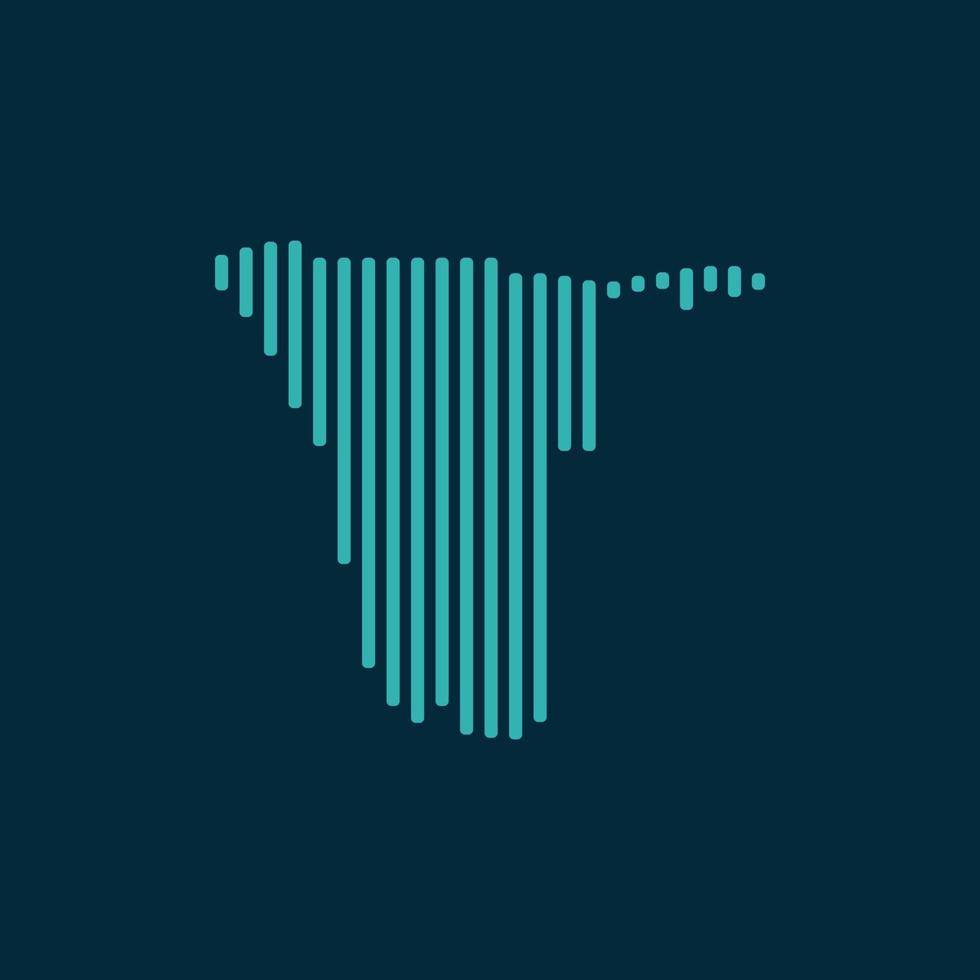 Vector abstract map of Namibia with blue straight rounded lines isolated on a indigo background.