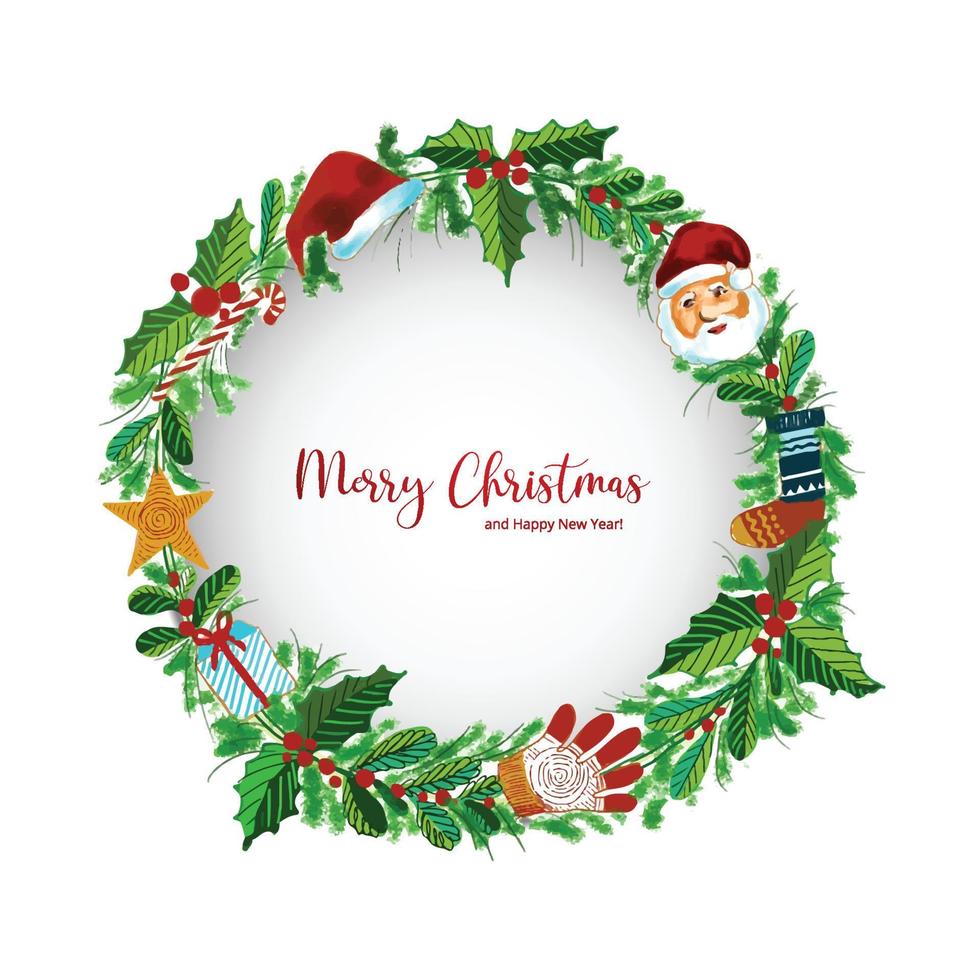 Beautiful artistic christmas wreath decorative card background vector