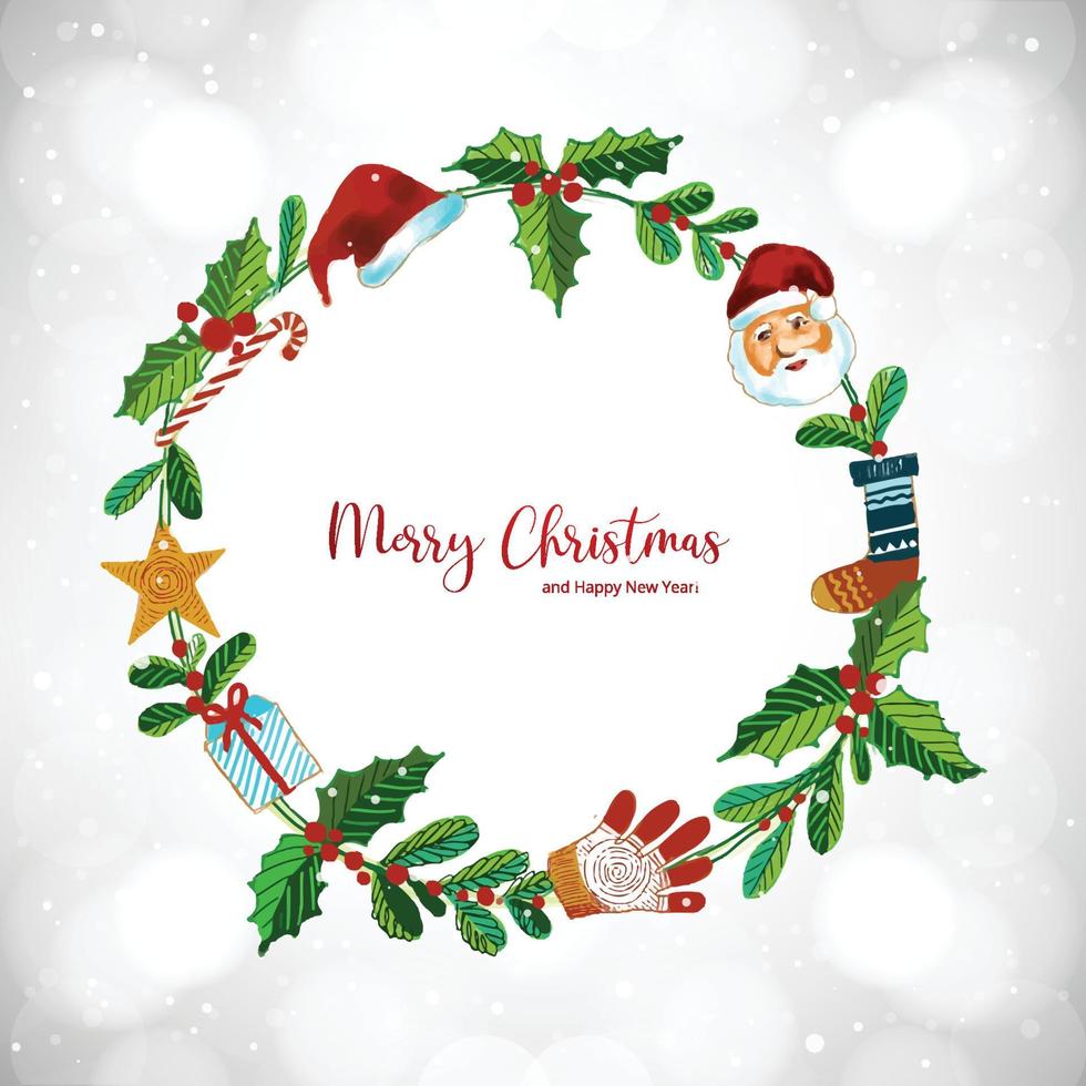 hermoso fondo artístico de la tarjeta decorativa de la guirnalda navideña vector
