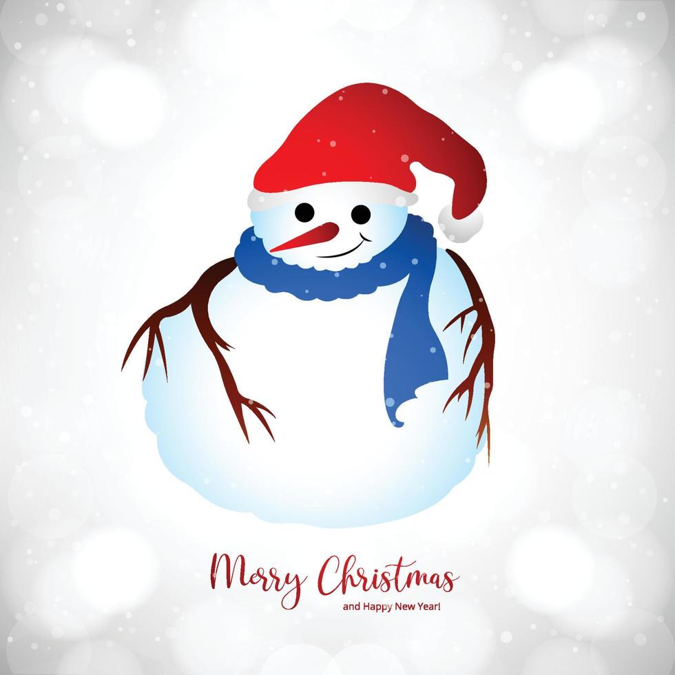 Beautiful christmas snowman christmas card background vector