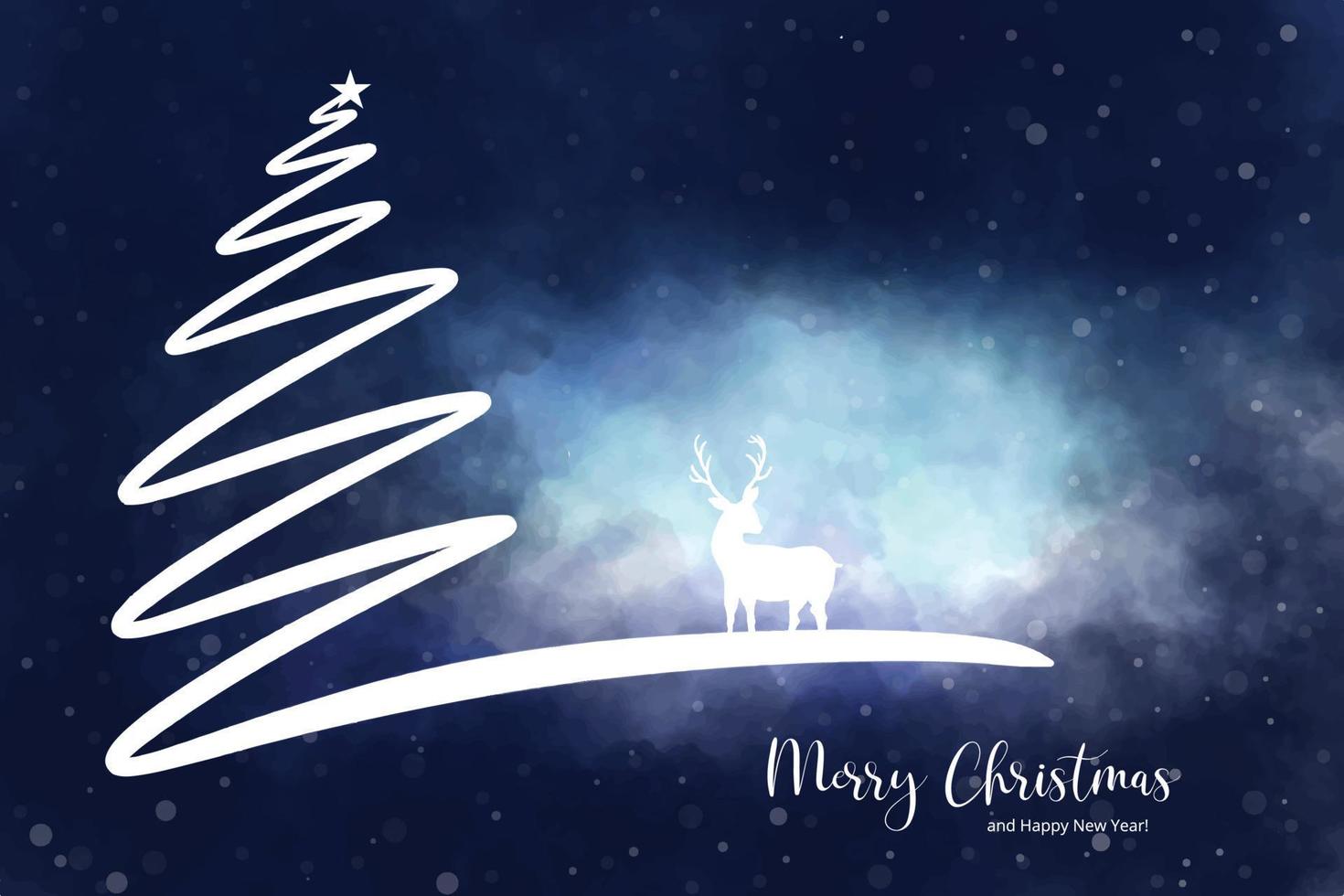 Beautiful christmas tree landscape card celebration holiday background vector
