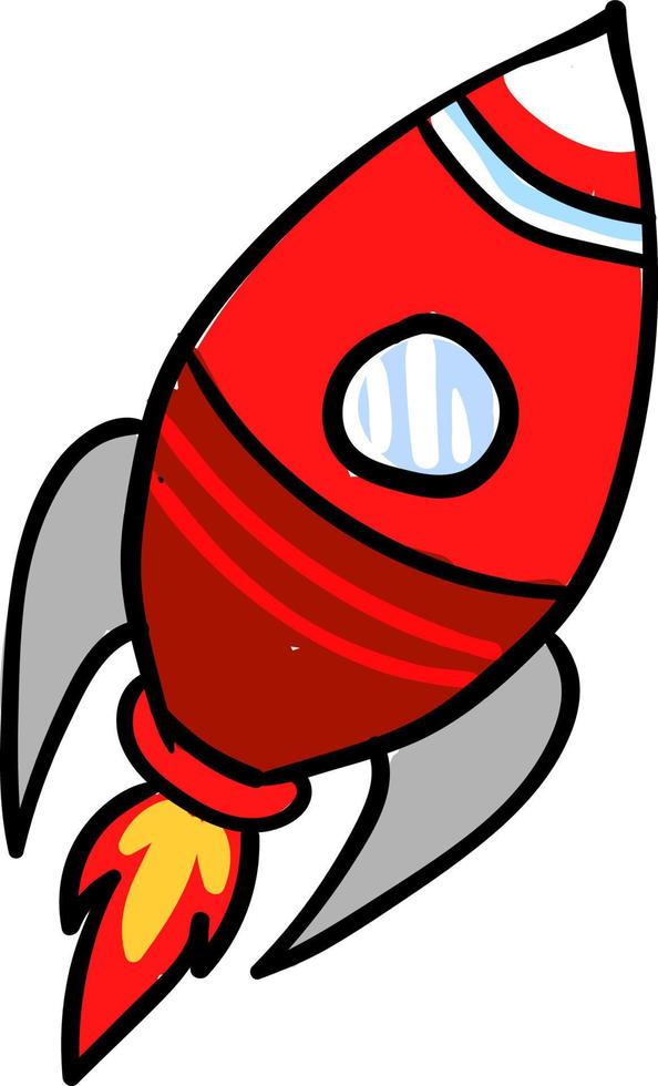 Red rocket ship, illustration, vector on white background.