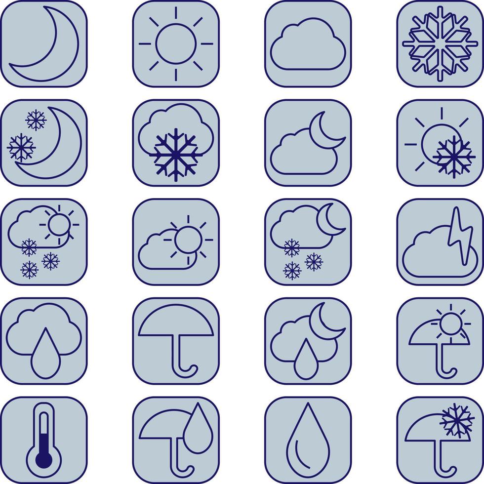 Weather icon pack, illustration, vector, on a white background. vector