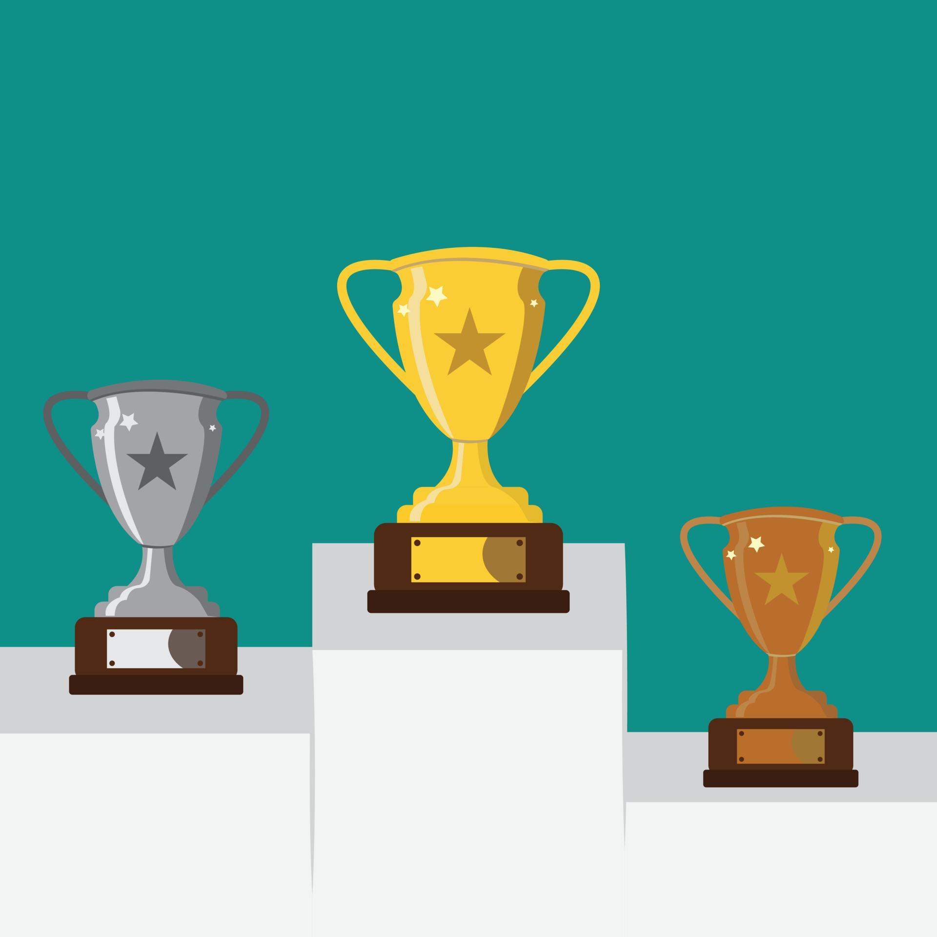 bronze silver and gold trophy 13763076 Vector Art at Vecteezy