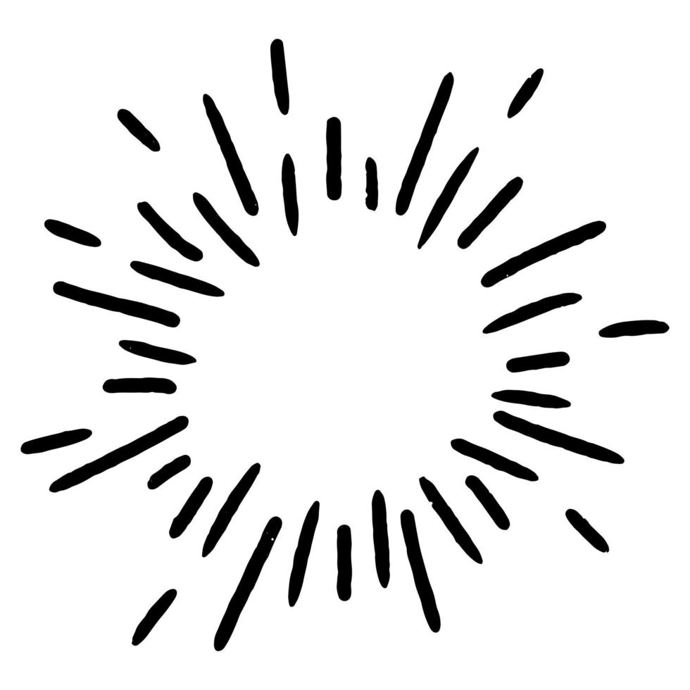 Doodle sketch style of Starburst, sunburst, Element Fireworks Black Rays. Comic explosion effect. Radiating, radial lines. cartoon hand drawn illustration for concept design. vector