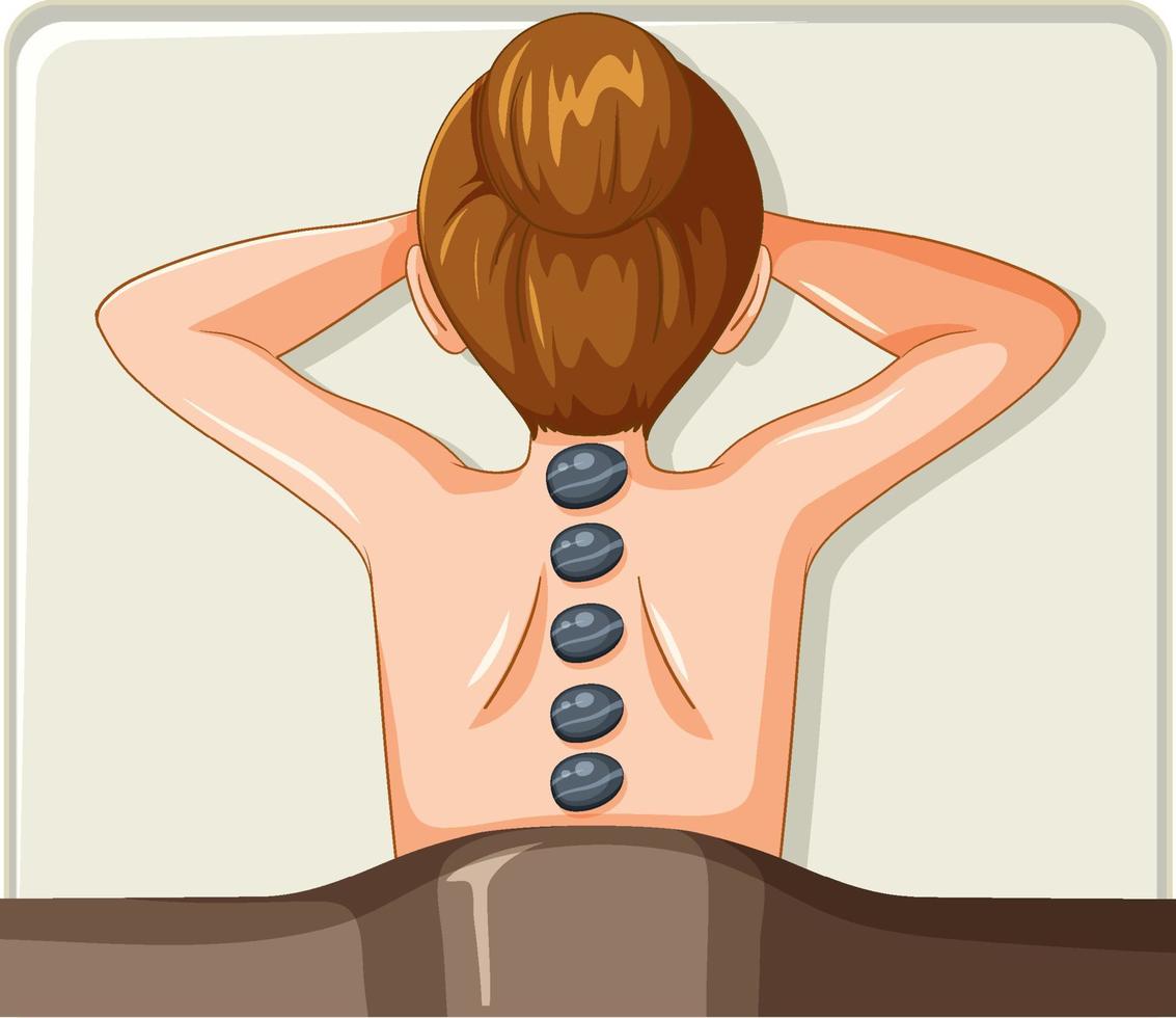 Back of woman with stone massage vector